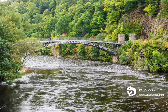 Craigellachie Bridge across the River Spey at Craigellachie, Scotland.