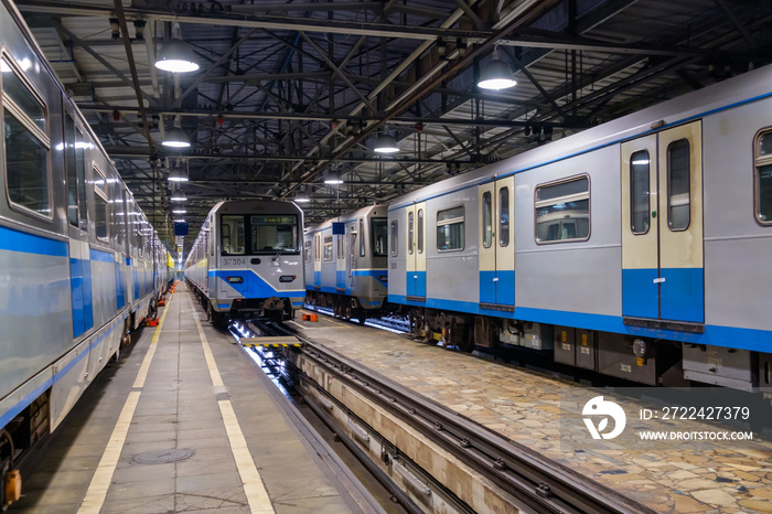 Subway train metro depot