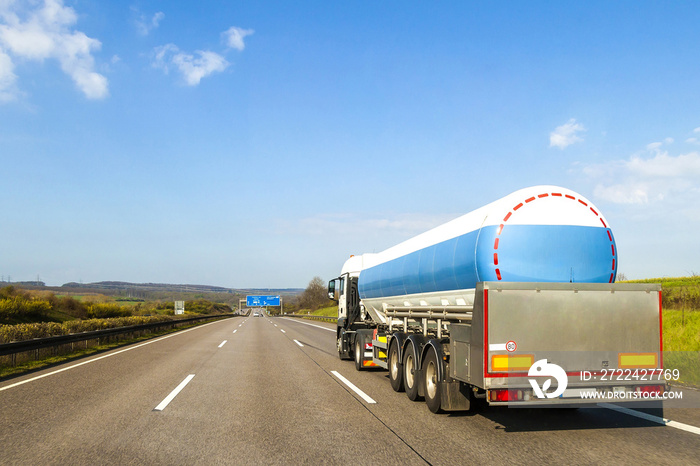 Big fuel gas tankeri truck on highway