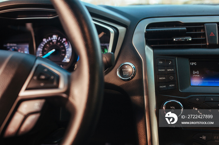 car start button, concept car interior