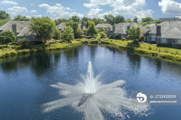 Fountain and pond townhouse community