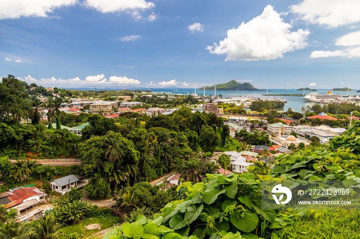 Panoramic view at the capital city victoria on Seychelles island Mahé