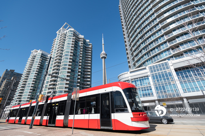 Tram streetcar in Toronto, Ontario, Canada