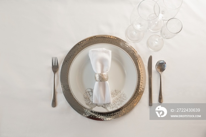 Elegance table setting on white background