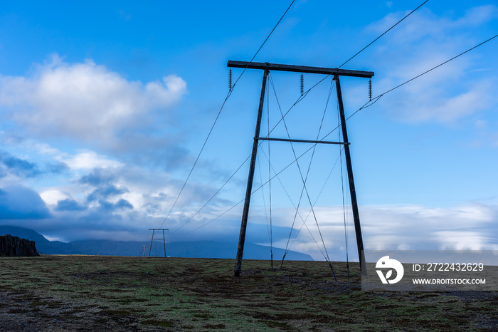 Power lines in Iceland Ober land