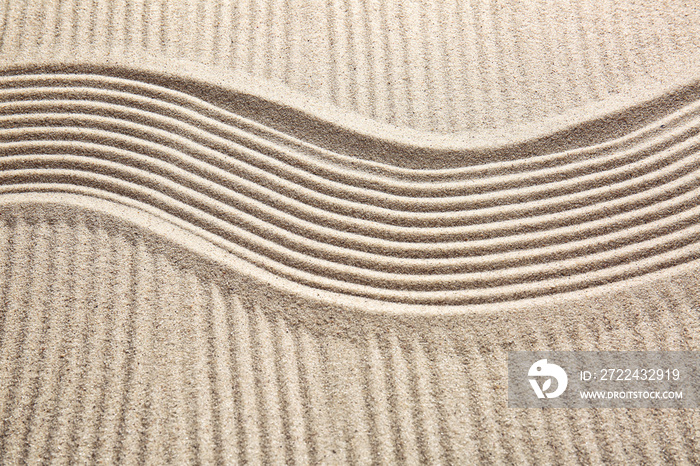 Texture of sand with lines. Zen concept