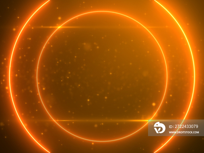 Beautiful Gold Circle Light with Lens Flare on Particles Background - Luxury Background Design Element