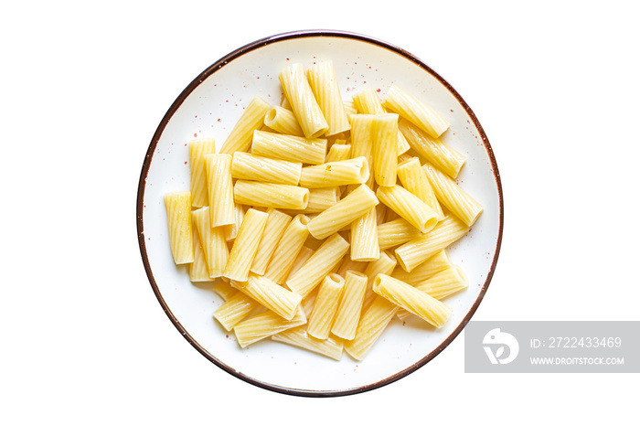 pasta in a plate on the table macaroni ziti penne italian cuisine healthy food meal snack copy space food background rustic. top view