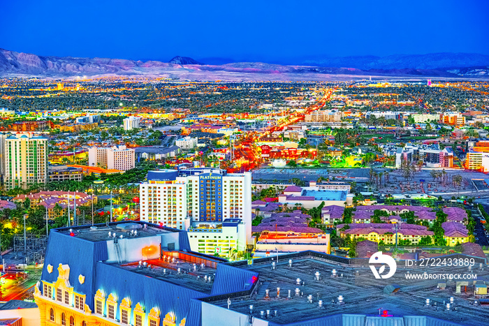 Main street of Las Vegas-is the Strip in evening time.