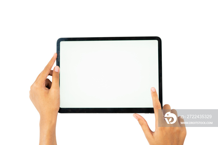 two hand holding blank tablet