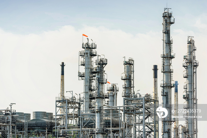 Oil and gas refinery plant against blue sky , petrochemical plant , Petroleum , Chemical Industry