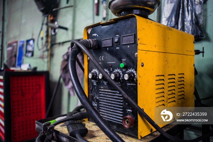 Welding MIG machine in yellow color