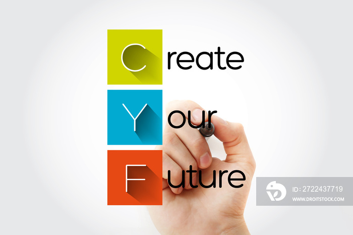 CYF - Create Your Future acronym with marker, concept background