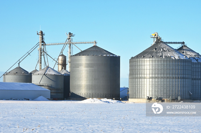 Grain Bins in Winter