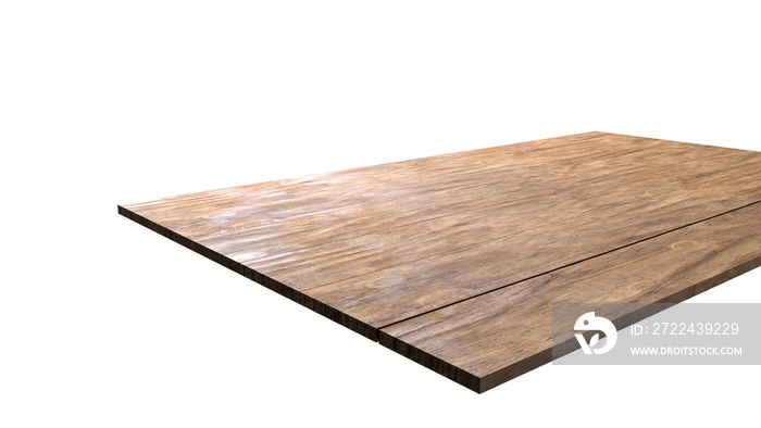 Empty wooden texture board or table top view isolated background