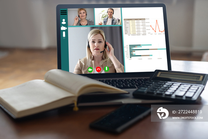 Video conference concept. Telemeeting. Videophone. Teleconference