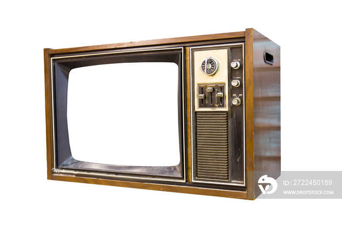 vintage television on white