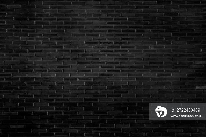 Abstract black brick wall pattern background and black backdrop, Blank copy space.