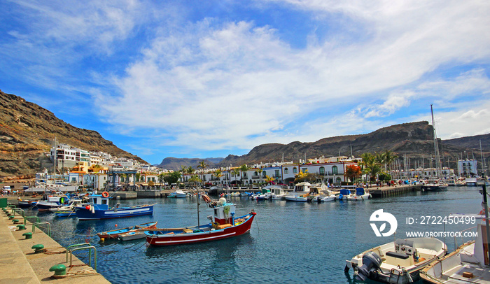 Arguineguin Puerto port in Mogan Gran Canaria of Canary Islands. Spain