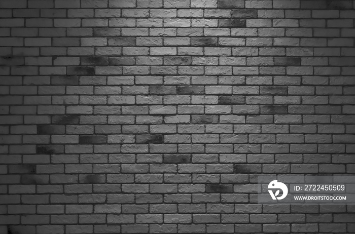 Dark vintage brick wall, Black and white wig background,