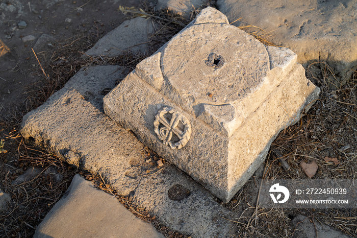 Ancient column in Side, Turkey.