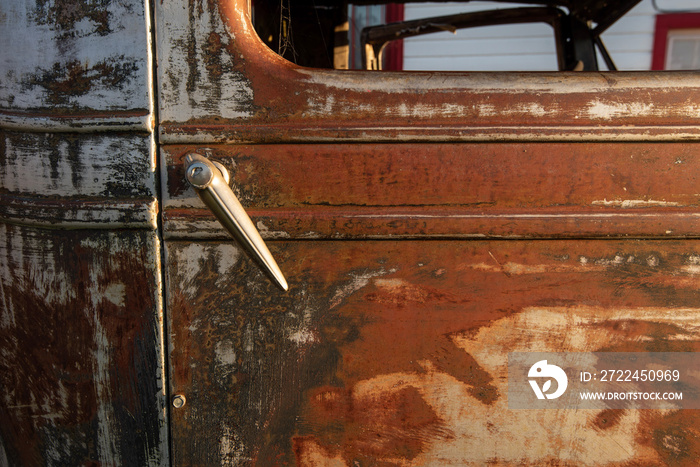 rusty antique abandoned pick up truck details