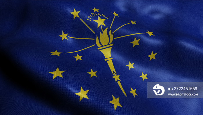State of Indiana Waving Flag in 3D