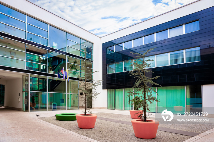 Modern office building in the center of Celje old town in Slovenia. Architecture in Slovenija.