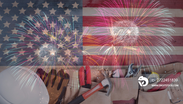 Labor Day holiday concept for United States of America with worker tools