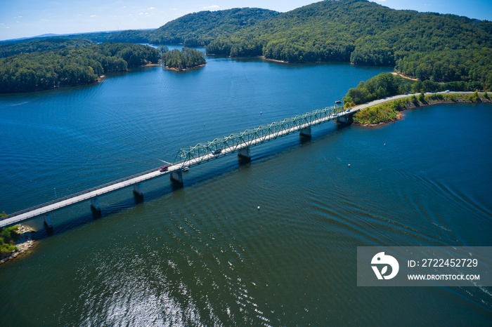 Aerial view of the old Bethany bridge on lake Allatoona on way to Red top mountain in Georgia