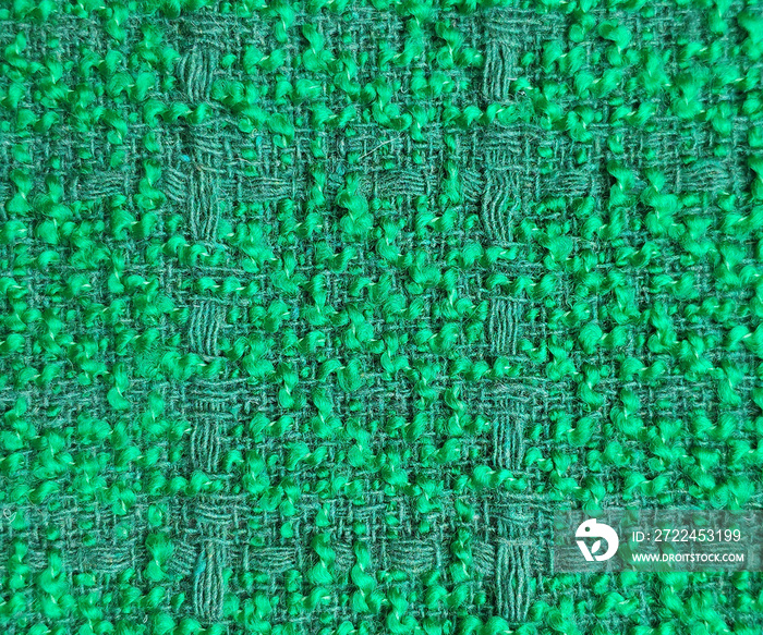 Green yarn textured knit fabric detail