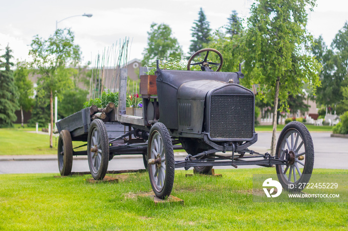 Fairbanks, Alaska/USA: An antique ford pick up truck vehicle display in park