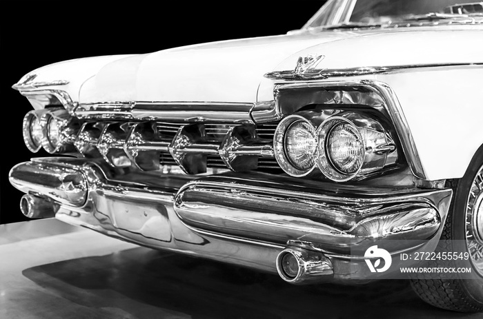 Classic american car in black and white