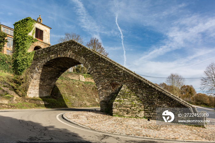 View of the Snow Chapel in Portomarin in the province of Lugo, fundamental point on the way to santiago French road