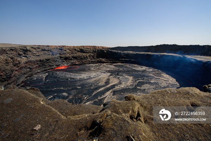 Erta Ale lava  lake on daylight