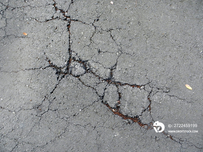 Asphalt pavement cracks. Cement pavement cracks