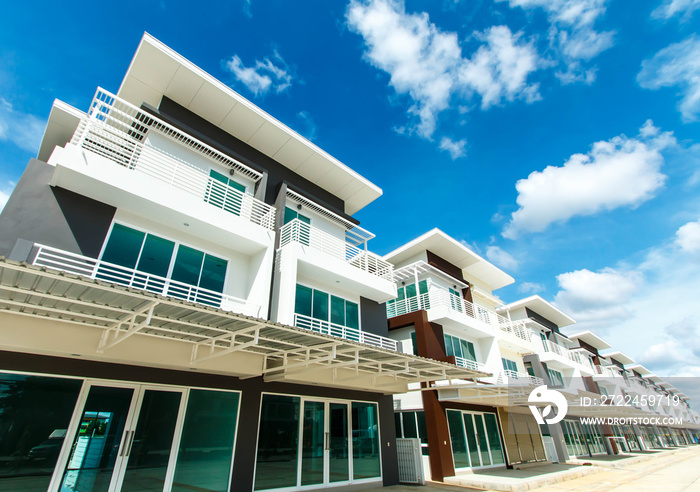 Modern commercial buildings in the beautiful sky.