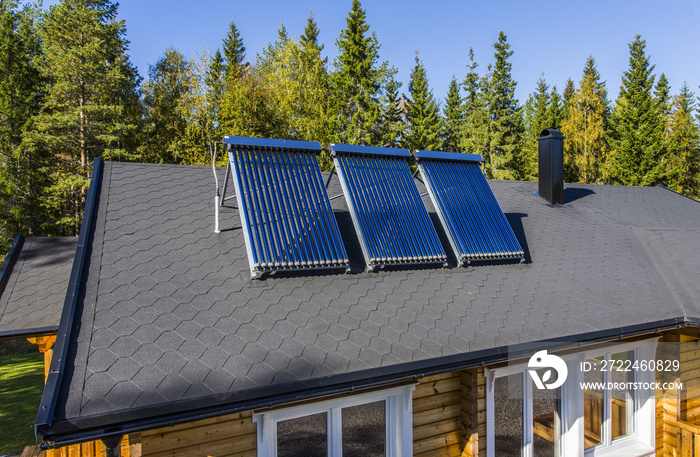 Solar water heater installed on a roof