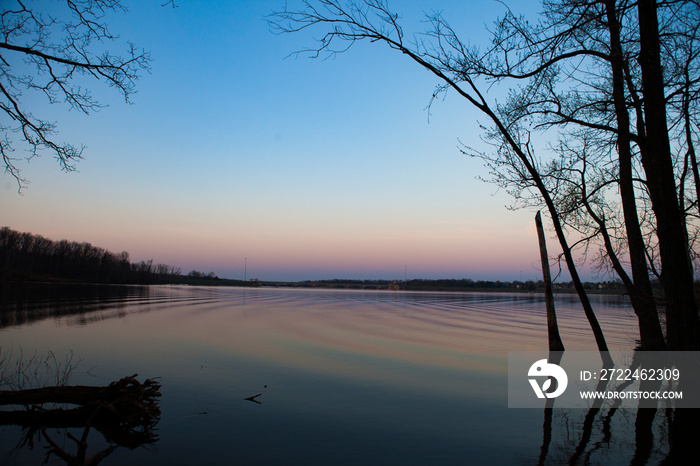 Hoover Reservoir Dam in Westerville Columbus Ohio at Dawn