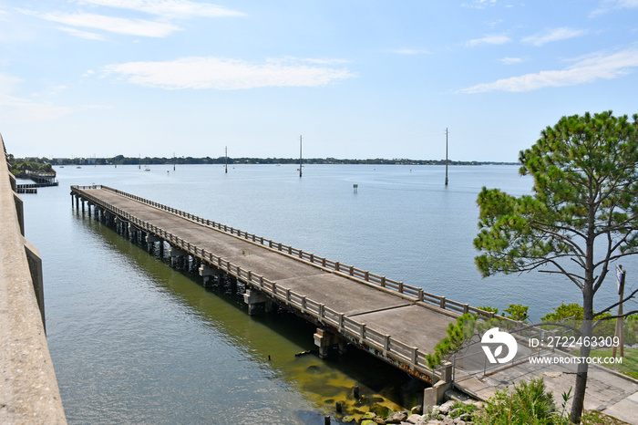 Historic old bridge along the riverfront near Cocoa Village in Brevard County, Florida.