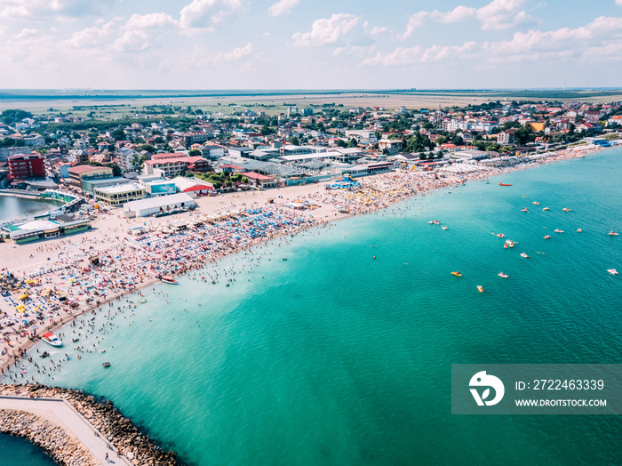 Aerial View Of Costinesti Beach Resort In Romania At The Black Sea