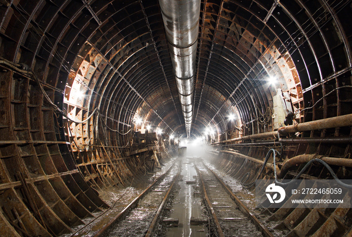 Subway tunnel in construction