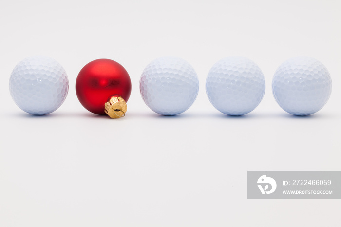 Golf balls and red  Christmas decoration