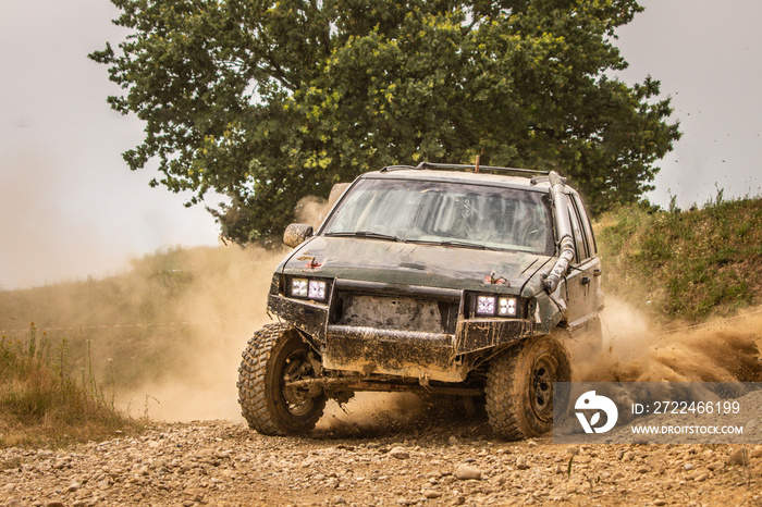 Truck race on dirty road