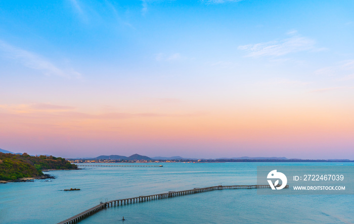 wooden bridge to sea at Rayong,Thailand