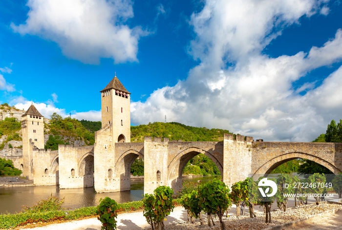 Pont Valentre across the Lot River in Cahors south west France