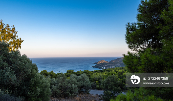 View to the sea from a hill in Aegina island-Greece.travel concept.