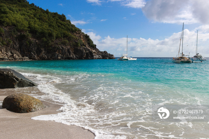 st. Barts island, Shell beach in caribbean sea