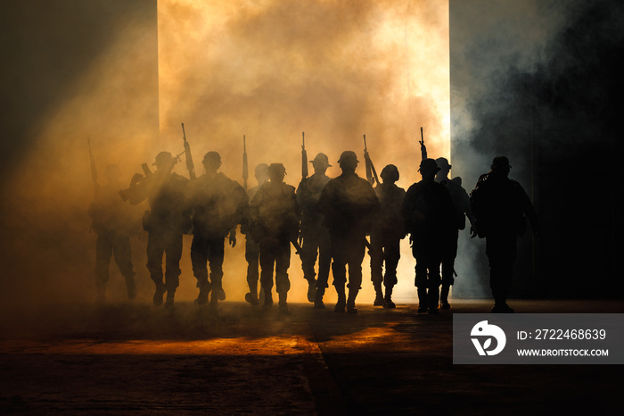 soldiers walkers carry weapon of fire