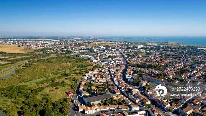 Aerial view of the Atlantic coast, south of La Rochelle city